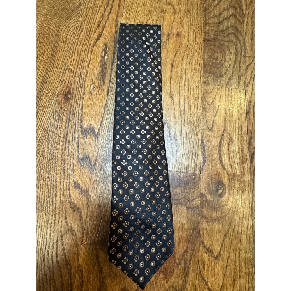Robert Talbott Best of Class Nordstrom Silk Tie Black Gold Geometric Medallion